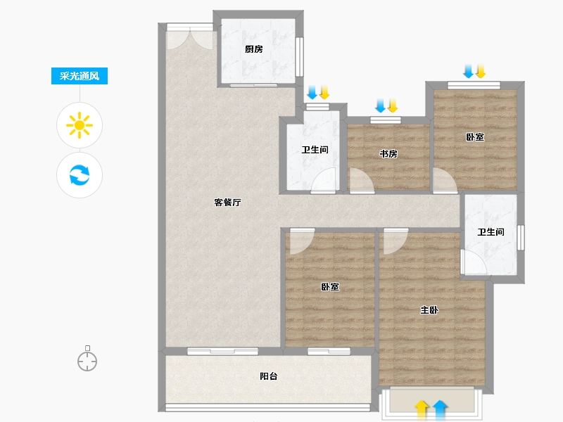 湖南省-长沙市-万科松湖天地-105.91-户型库-采光通风