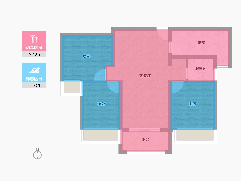 陕西省-西安市-逸景佲园-61.86-户型库-动静分区