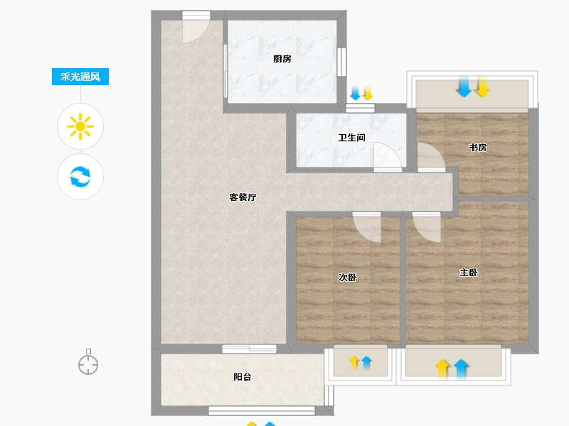 江苏省-南京市-大华锦绣前程-71.20-户型库-采光通风