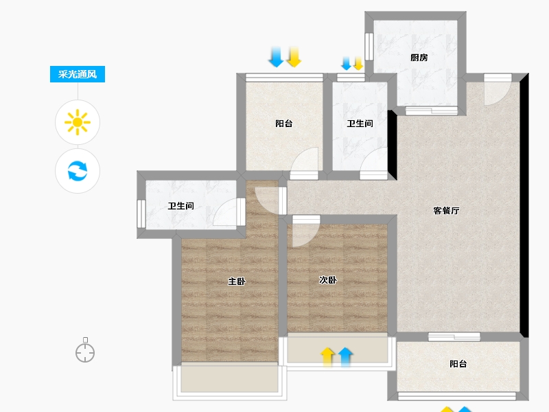 广东省-惠州市-星河冠誉府-71.15-户型库-采光通风