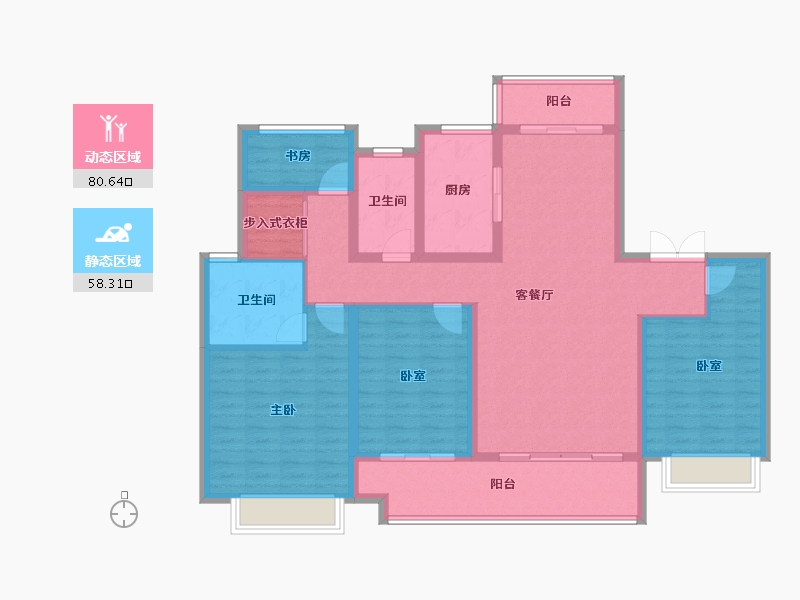 湖南省-长沙市-日盛湖湘悦府-124.63-户型库-动静分区