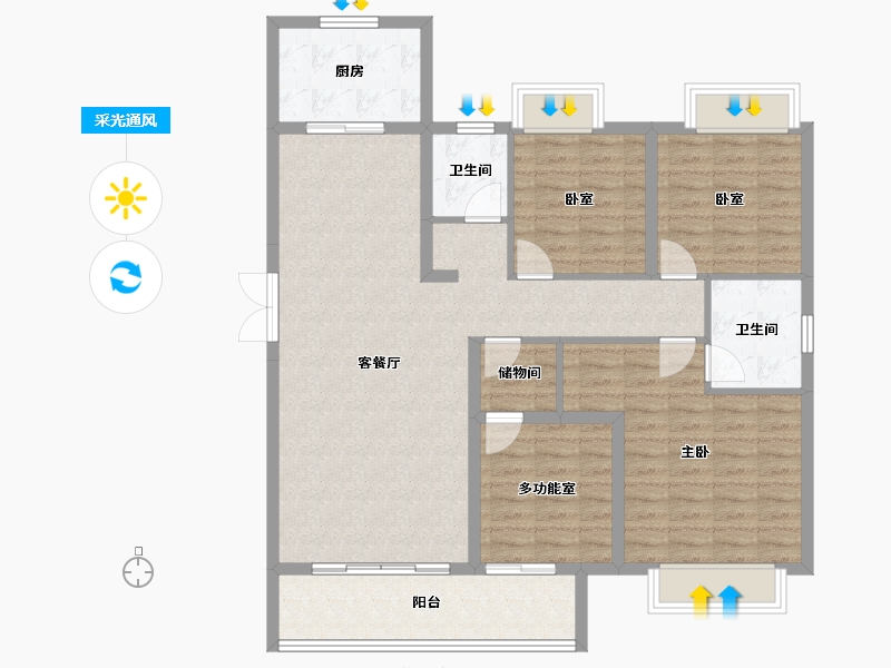 湖南省-长沙市-国欣云境府-115.12-户型库-采光通风