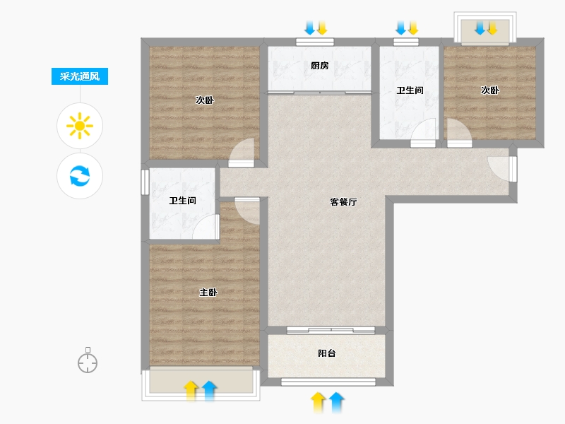 陕西省-西安市-逸景佲园-92.79-户型库-采光通风