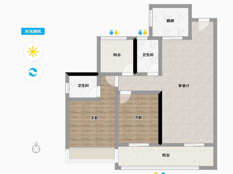 广东省-惠州市-星河冠誉府-83.15-户型库-采光通风