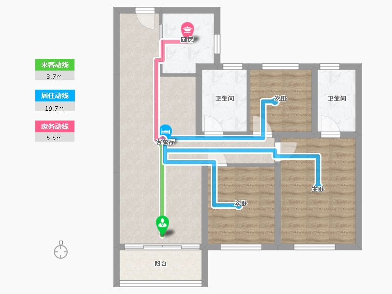 陕西省-西安市-大明宫·璞悦府-90.00-户型库-动静线