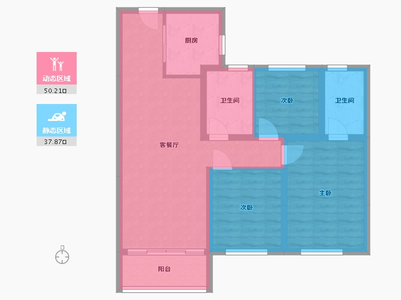 陕西省-西安市-大明宫·璞悦府-90.00-户型库-动静分区