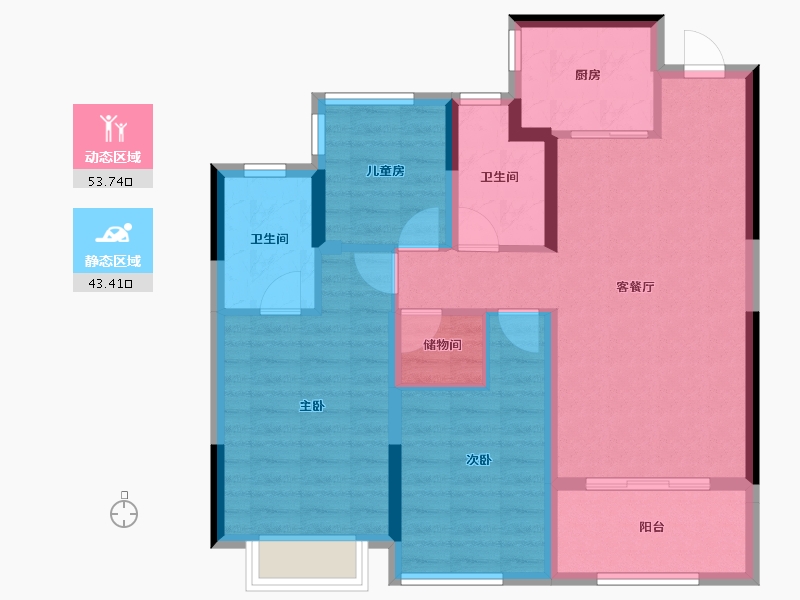 安徽省-合肥市-和悦云锦-86.52-户型库-动静分区