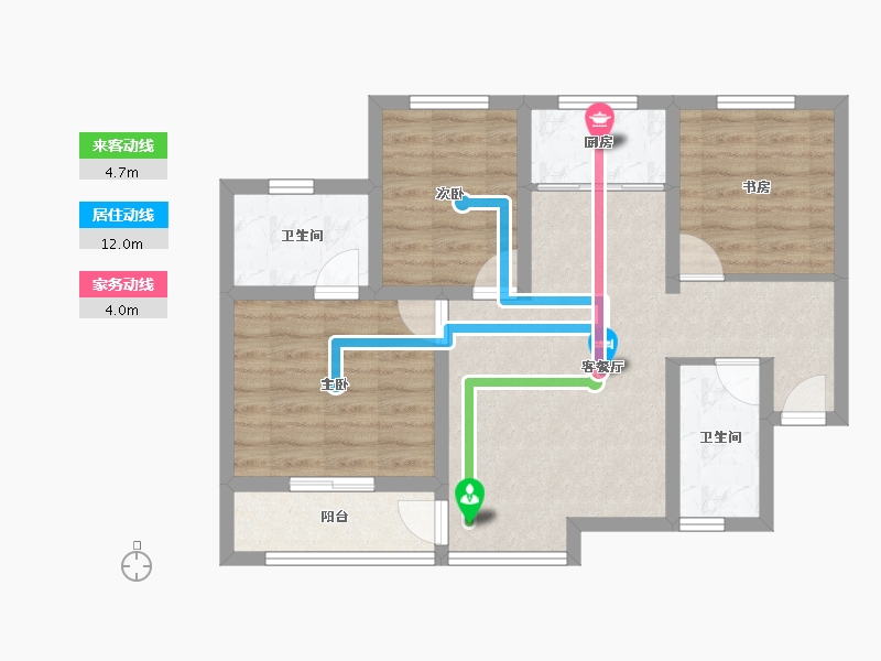 陕西省-西安市-逸景佲园-69.97-户型库-动静线