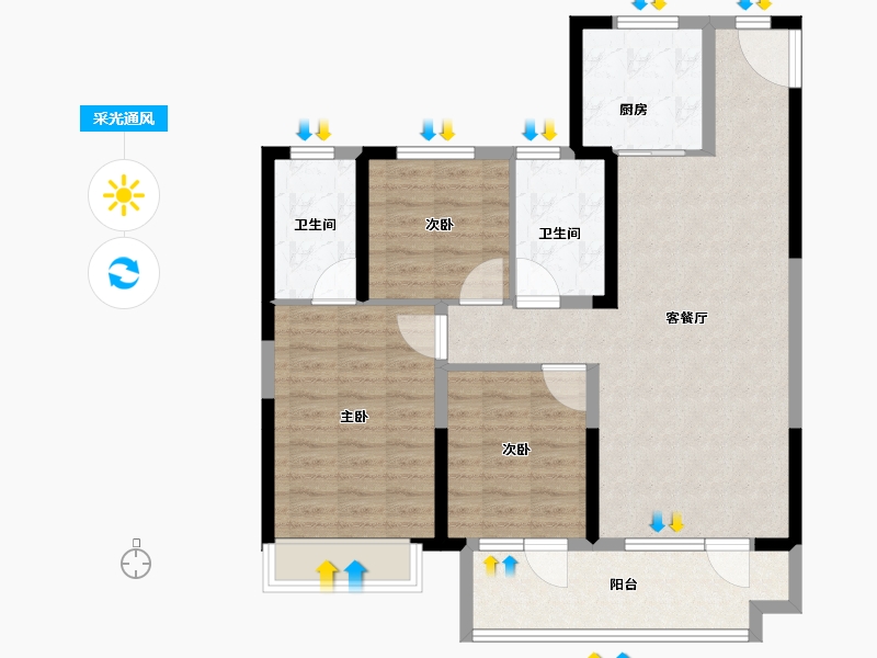 山东省-青岛市-国信溪地美岸-94.84-户型库-采光通风