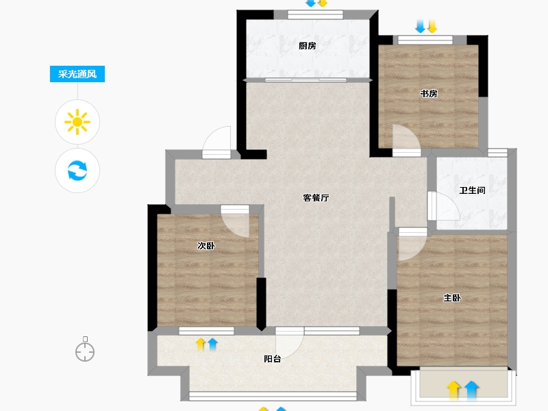 山东省-青岛市-玉兰璟园-75.11-户型库-采光通风