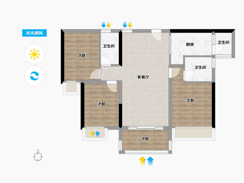 广东省-中山市-城光悦景-79.20-户型库-采光通风