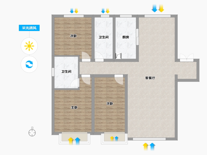 山西省-晋中市-北辰紫苑-120.00-户型库-采光通风