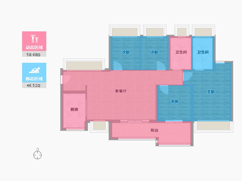 广东省-中山市-万科深业湾中新城-94.40-户型库-动静分区