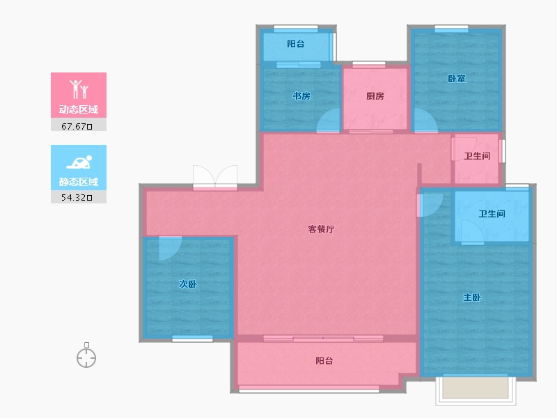 陕西省-西安市-金地·玖峯悦-110.52-户型库-动静分区