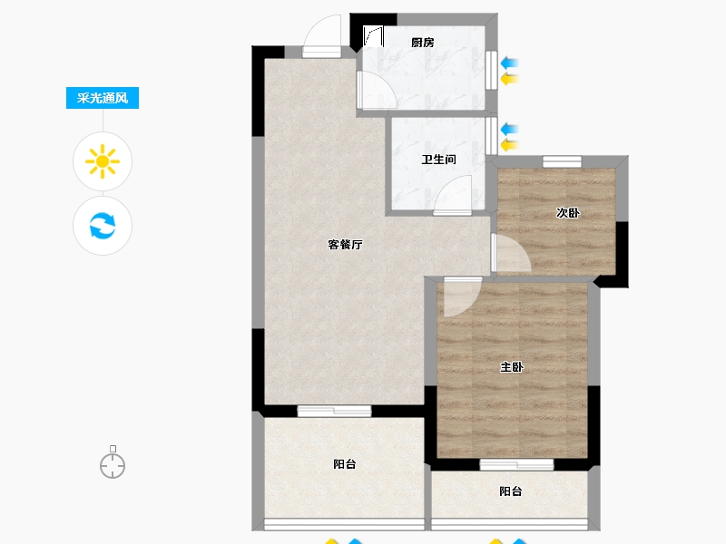 安徽省-黄山市-黄山桃李春风-56.80-户型库-采光通风