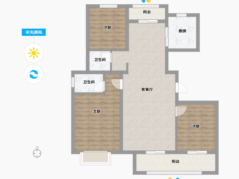 安徽省-马鞍山市-中梁时代江来-95.20-户型库-采光通风