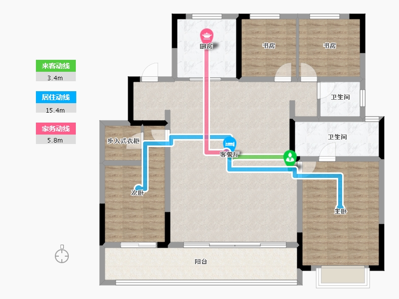 山东省-青岛市-锦绣华城·世家-134.27-户型库-动静线