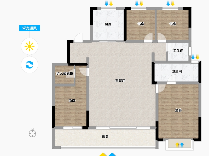 山东省-青岛市-锦绣华城·世家-134.27-户型库-采光通风