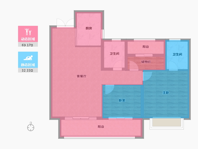 湖南省-长沙市-兴进珺府-91.46-户型库-动静分区