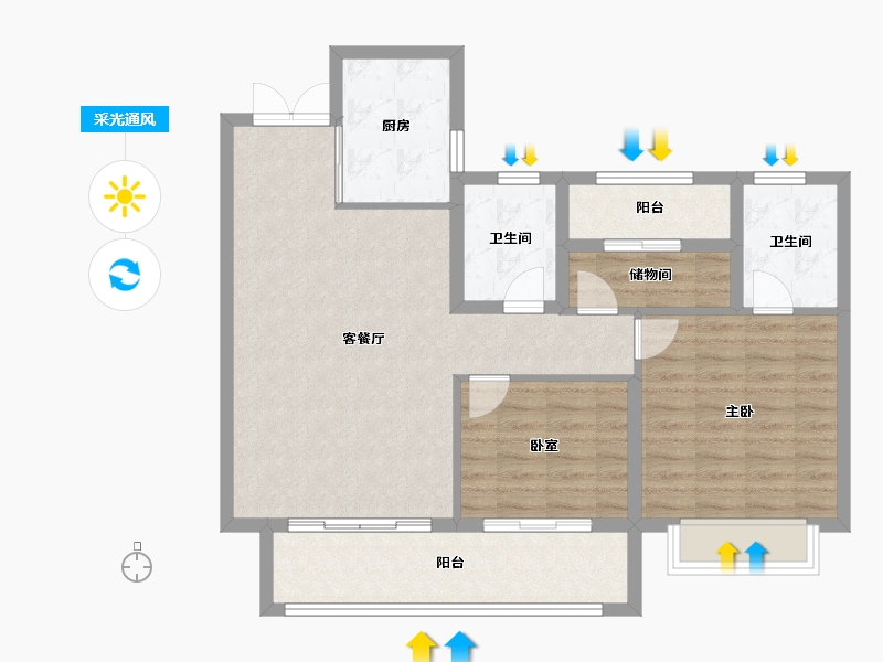 湖南省-长沙市-兴进珺府-91.46-户型库-采光通风