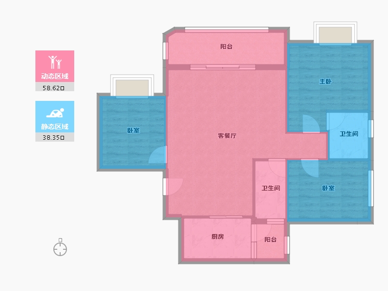 黑龙江省-鹤岗市-颐城栖湾里-88.08-户型库-动静分区