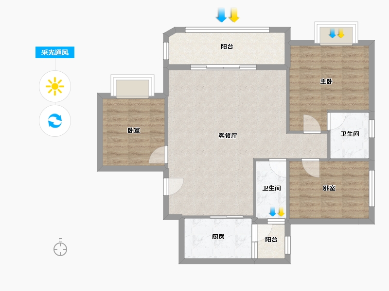 黑龙江省-鹤岗市-颐城栖湾里-88.08-户型库-采光通风