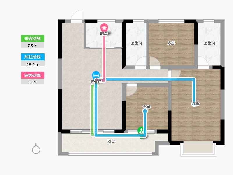 陕西省-榆林市-德通·麟州府-94.41-户型库-动静线