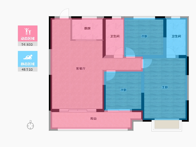 陕西省-榆林市-德通·麟州府-94.41-户型库-动静分区