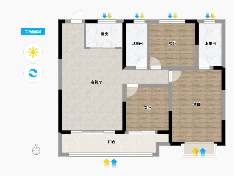 陕西省-榆林市-德通·麟州府-94.41-户型库-采光通风