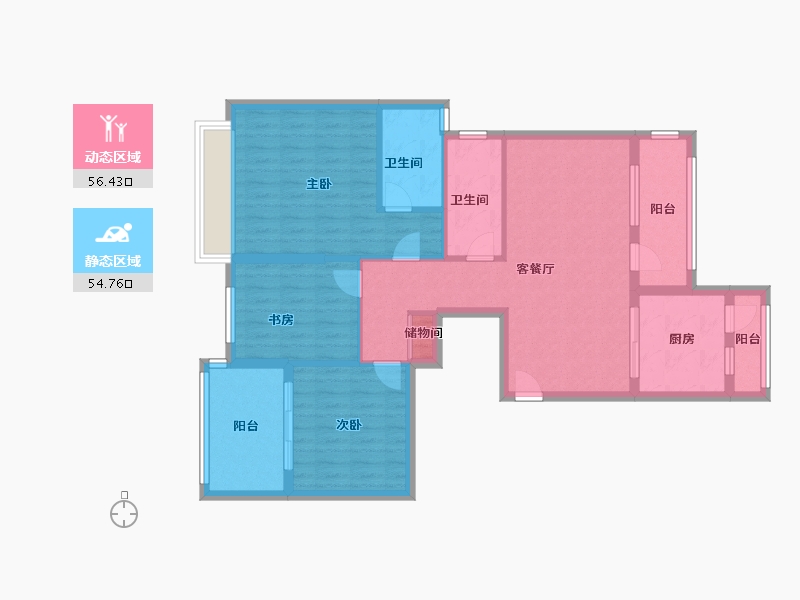 浙江省-温州市-东润景园-99.48-户型库-动静分区