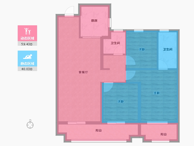 陕西省-西安市-金地·玖峯悦-88.42-户型库-动静分区