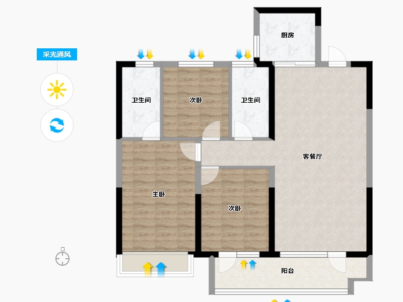 山东省-青岛市-瑞源·和苑-95.99-户型库-采光通风