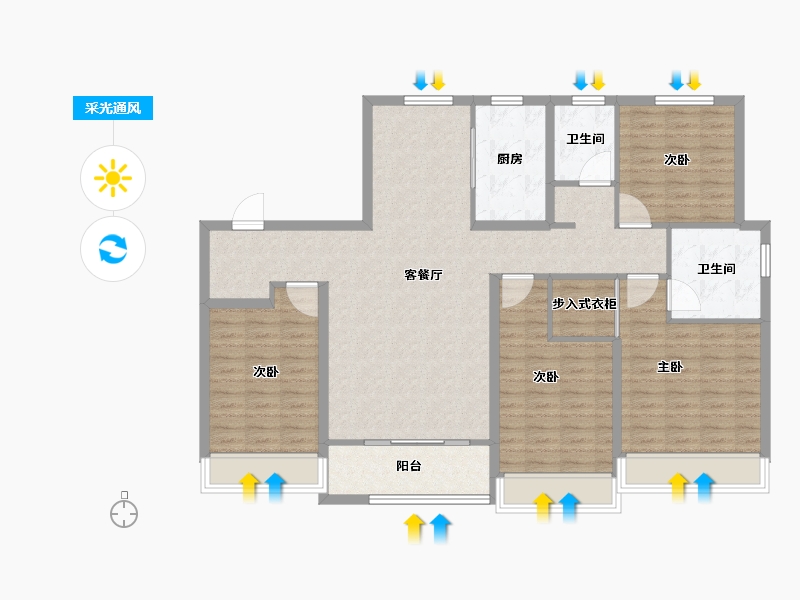 山东省-青岛市-水岸樾园-126.00-户型库-采光通风