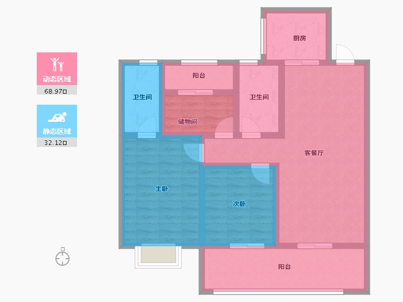 湖南省-长沙市-金地都会风华-89.16-户型库-动静分区