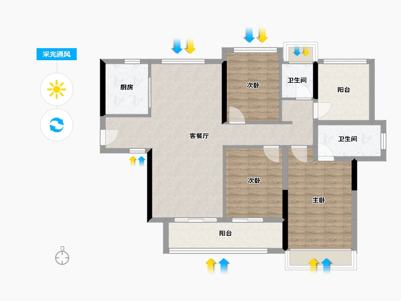 广东省-中山市-越秀建发·玺樾-101.60-户型库-采光通风