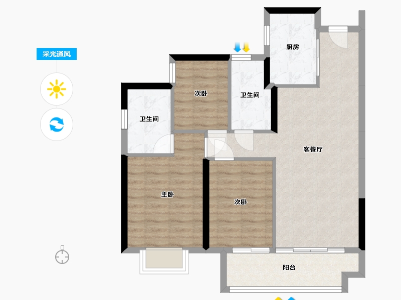 广东省-广州市-绿城美的晓风印月-103.00-户型库-采光通风