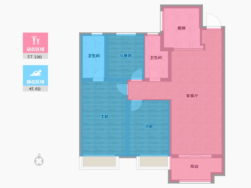 山东省-青岛市-海轩府-91.99-户型库-动静分区