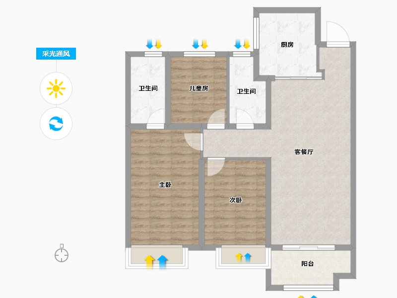 山东省-青岛市-海轩府-91.99-户型库-采光通风