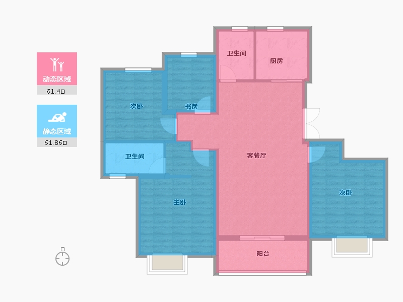 陕西省-西安市-嘉兴业源著-111.20-户型库-动静分区