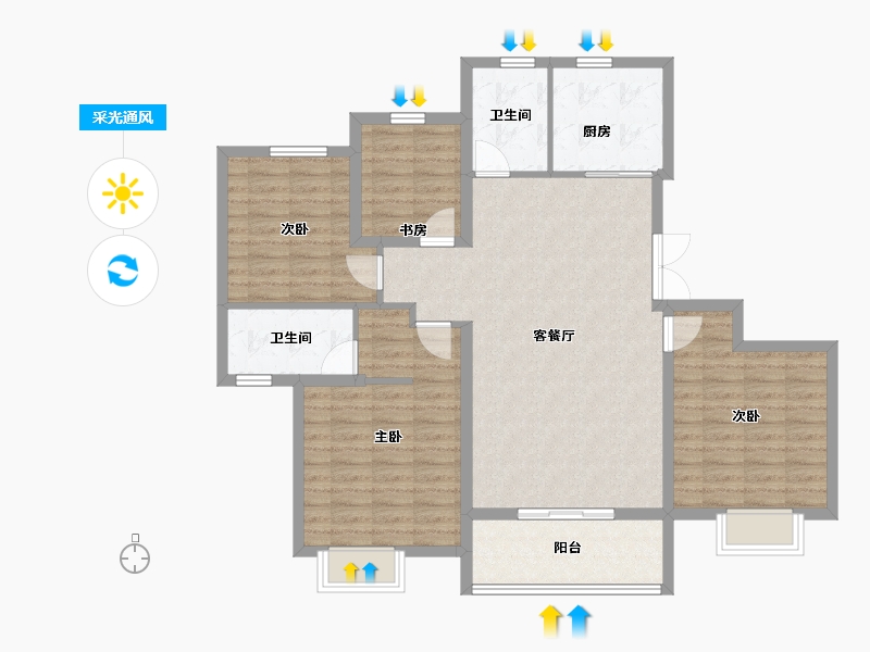 陕西省-西安市-嘉兴业源著-111.20-户型库-采光通风