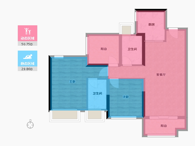 广东省-中山市-越秀建发·玺樾-71.21-户型库-动静分区