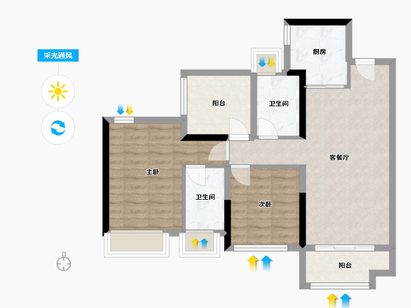 广东省-中山市-越秀建发·玺樾-71.21-户型库-采光通风