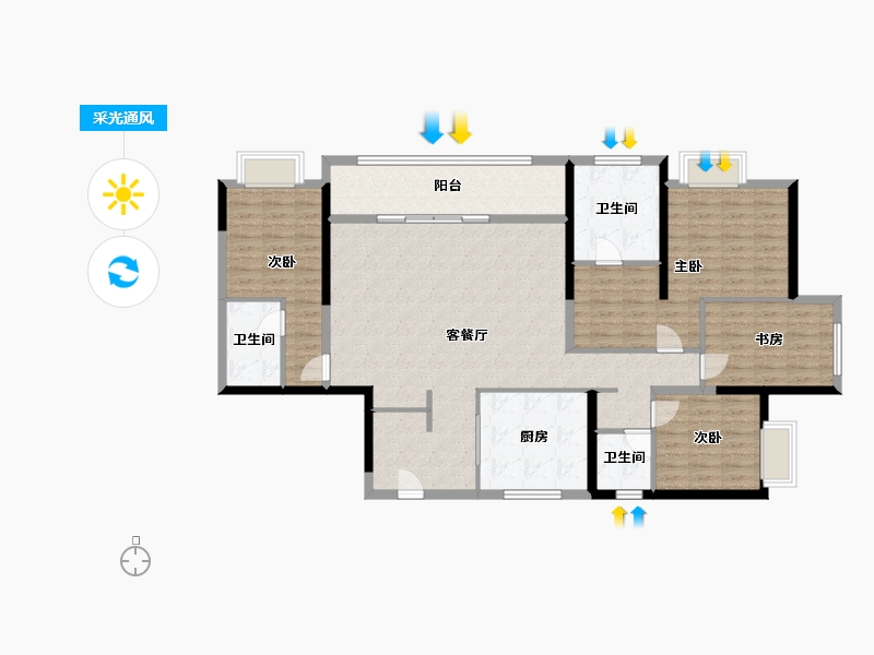 黑龙江省-鹤岗市-深国际万科颐城瑧湾悦-135.95-户型库-采光通风