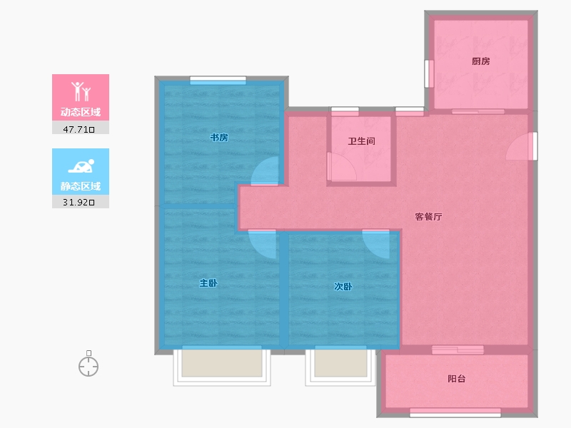 江苏省-南京市-颐居·华发颐和四季府-71.20-户型库-动静分区