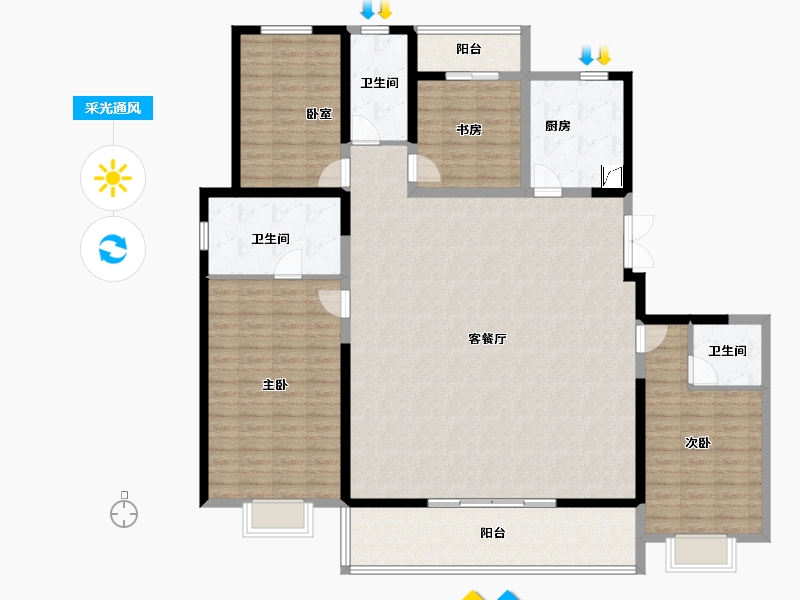 河南省-郑州市-华润郑东万象城·幸福里-175.39-户型库-采光通风