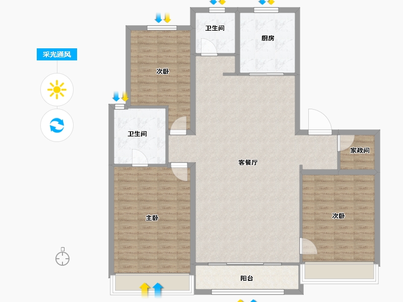 山东省-青岛市-海信松山居-128.77-户型库-采光通风