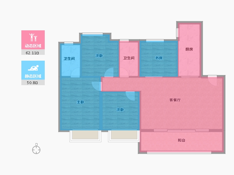 江苏省-南京市-颐居·华发颐和四季府-102.40-户型库-动静分区