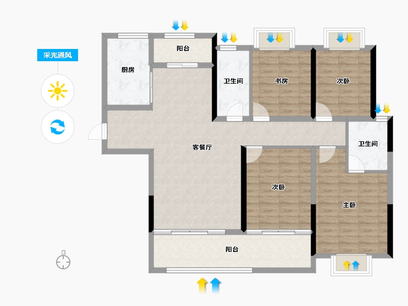 湖南省-长沙市-国欣向荣广场-118.06-户型库-采光通风