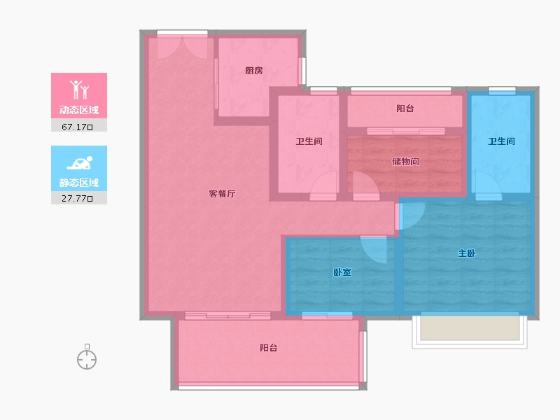 湖南省-长沙市-兴进珺府-84.14-户型库-动静分区