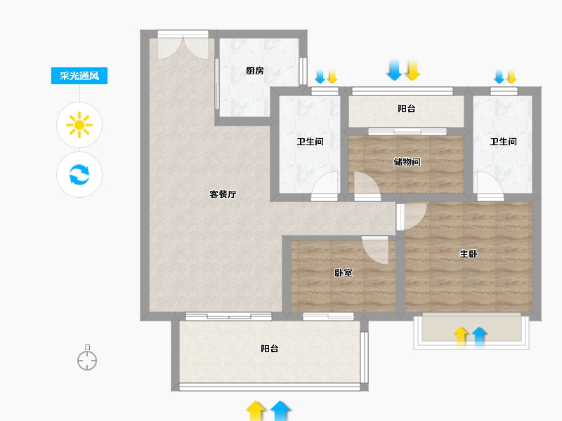 湖南省-长沙市-兴进珺府-84.14-户型库-采光通风